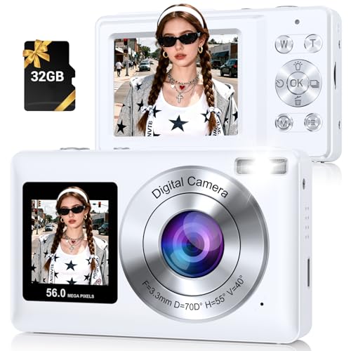 SMARTKLIK Digital Camera, 56MP 2.7K Dual-Screen Selfie Camera with 16X Zoom, 20 Filters & Anti-Shake, Portable Point and Shoot Digital Cameras with 32GB Card, Compact Travel Cameras for Beginners Teens Kids - Image 1