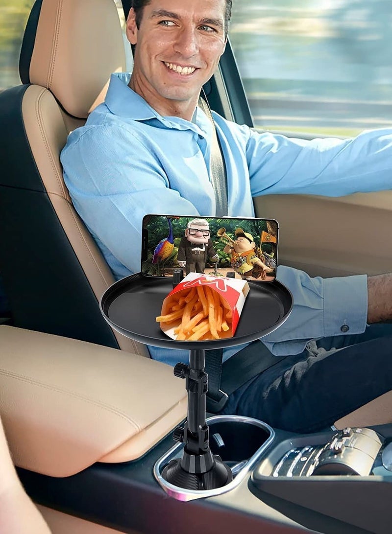 ELTRAZONE Car Cup Holder Tray, Car Tray Table for Eating with Cell Phone Slot, Lap Tray for Car Universal Adjustable Cup Tray Holder 360° Swivel Tray Fits Vehicle, Boats,Golf Cart, SUV,Truck and All Cars - Image 2