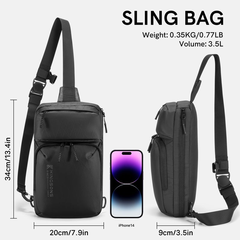 Kingsons Sling Crossbody Bag Anti-theft Chest Shoulder Backpack for Men Waterproof Minimalist Casual Daypack for Travel Gym - Image 3