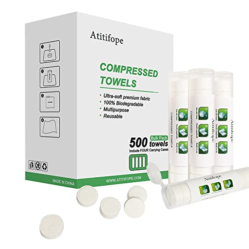 Atitifope Compressed Towel Camping Hiking Travel Reusable Clean Towels Coin Tissues Bulk Pack 500Count - Image 1