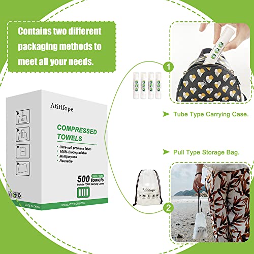 Atitifope Compressed Towel Camping Hiking Travel Reusable Clean Towels Coin Tissues Bulk Pack 500Count - Image 3