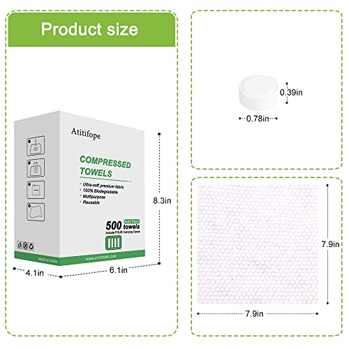 Atitifope Compressed Towel Camping Hiking Travel Reusable Clean Towels Coin Tissues Bulk Pack 500Count - Image 5