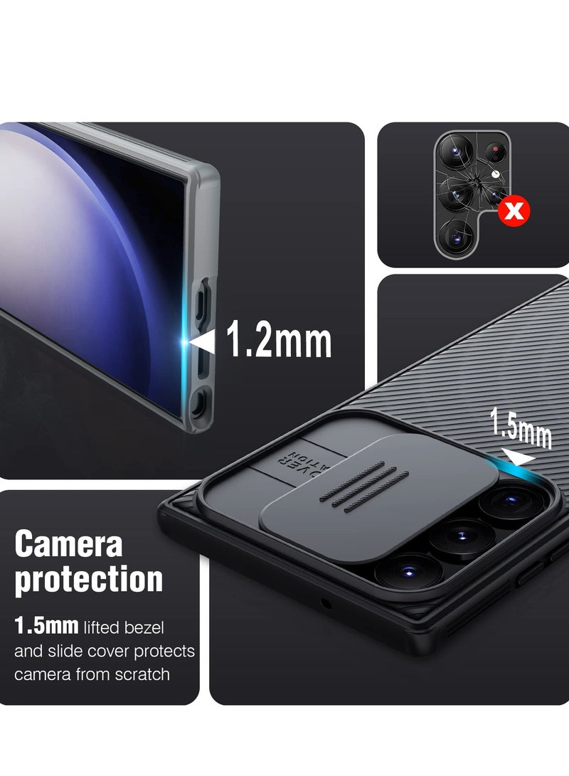 Aookay for Samsung Galaxy S24 Ultra Case with Camera Cover, Non Slip & Anti-Fingerprint,Drop Protection, Slim Thin Protective Phone Case(Black) - Image 2