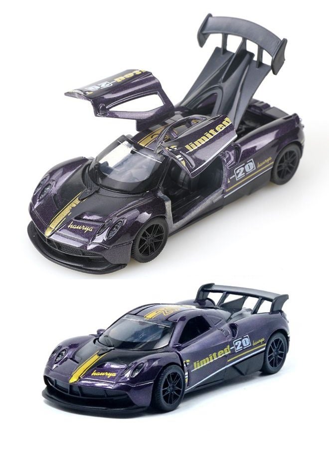 HALAMODO 1:36 Alloy Sports Car Model , Pull-Back Toy Car , Model Car for Kids Boy Girl Gift , Collectible Display ,Purple/Black 12 cm*5 cm*3 cm - Image 1