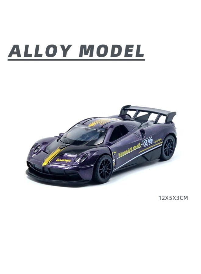 HALAMODO 1:36 Alloy Sports Car Model , Pull-Back Toy Car , Model Car for Kids Boy Girl Gift , Collectible Display ,Purple/Black 12 cm*5 cm*3 cm - Image 2