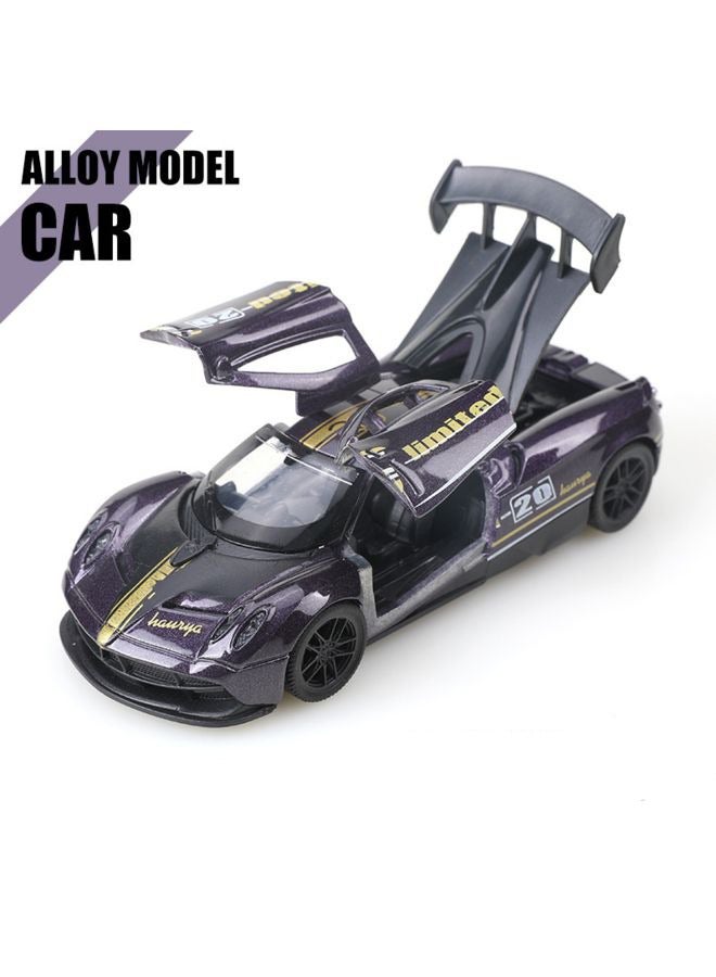 HALAMODO 1:36 Alloy Sports Car Model , Pull-Back Toy Car , Model Car for Kids Boy Girl Gift , Collectible Display ,Purple/Black 12 cm*5 cm*3 cm - Image 3