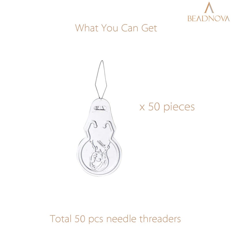 BEADNOVA Embroidery Needle Threader Tool 50pcs Aluminum Sewing Machine Needle Threader for Hand Sewing Cross Stitch Craft Knitting Quilting (50pcs) - Image 3