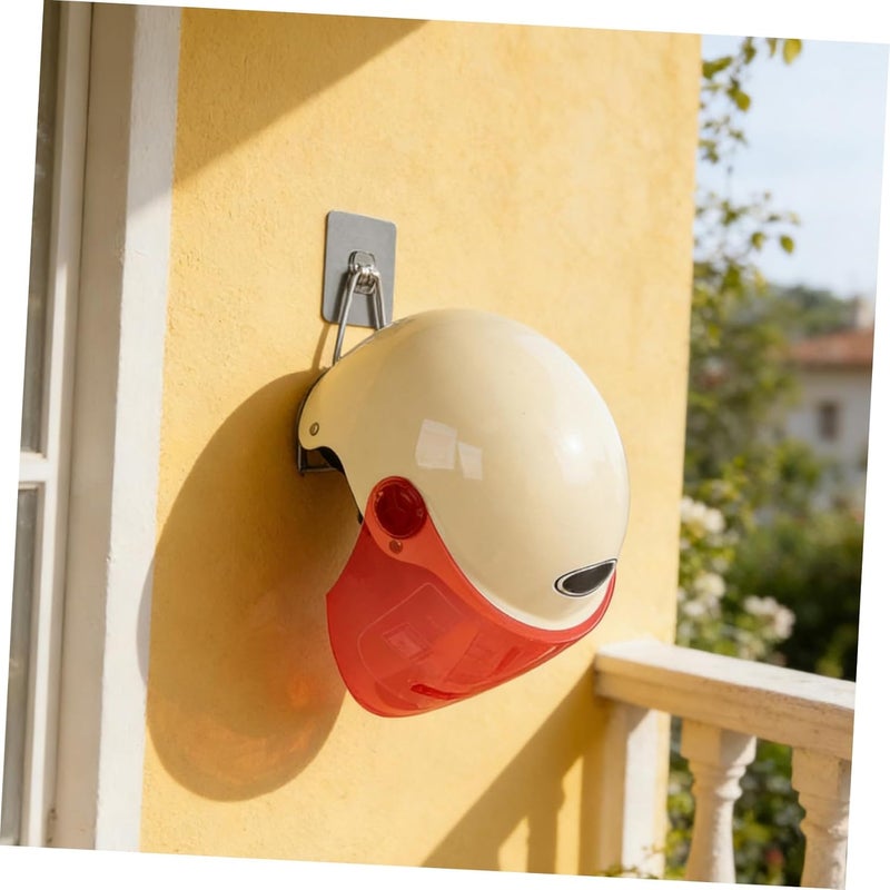 Motorcycle Helmet Storage Hook Self-Adhesive Wall Hanger Silver 1pcs for Garage and Home Organization - Image 3