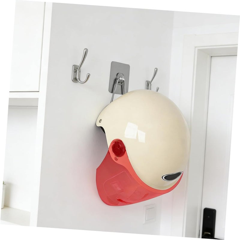 Motorcycle Helmet Storage Hook Self-Adhesive Wall Hanger Silver 1pcs for Garage and Home Organization - Image 5