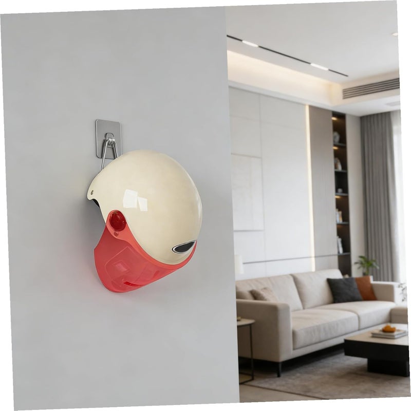 Motorcycle Helmet Storage Hook Self-Adhesive Wall Hanger Silver 1pcs for Garage and Home Organization - Image 4