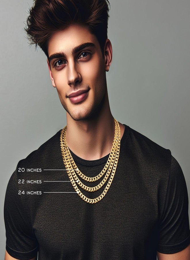 waitrose 7mm Silver Chain for Men Miami Cuban Link Mens Chain,925 Sterling Silver/14K Gold Plated and 316L Stainless Steel Silver/Gold Chains for Men Necklace, 30 inches, Sterling Silver, No Gemstone - Image 2