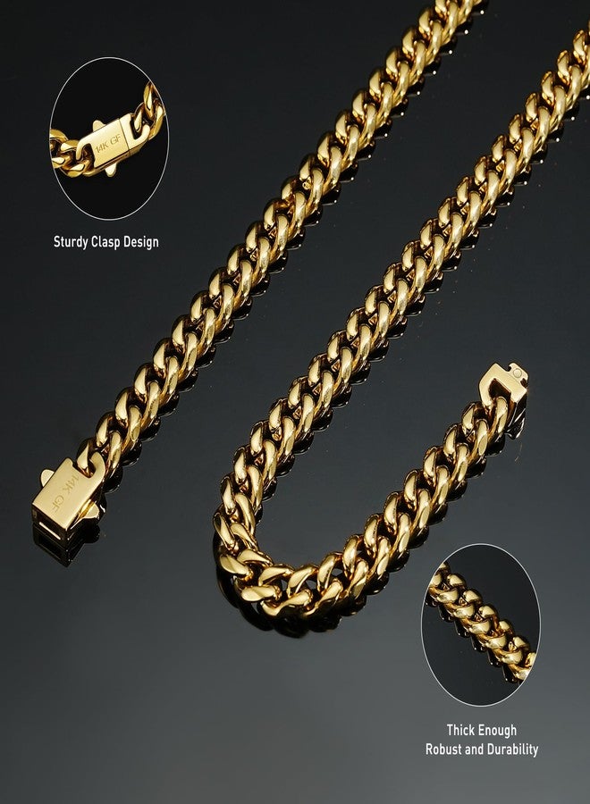 waitrose 7mm Silver Chain for Men Miami Cuban Link Mens Chain,925 Sterling Silver/14K Gold Plated and 316L Stainless Steel Silver/Gold Chains for Men Necklace, 30 inches, Sterling Silver, No Gemstone - Image 4