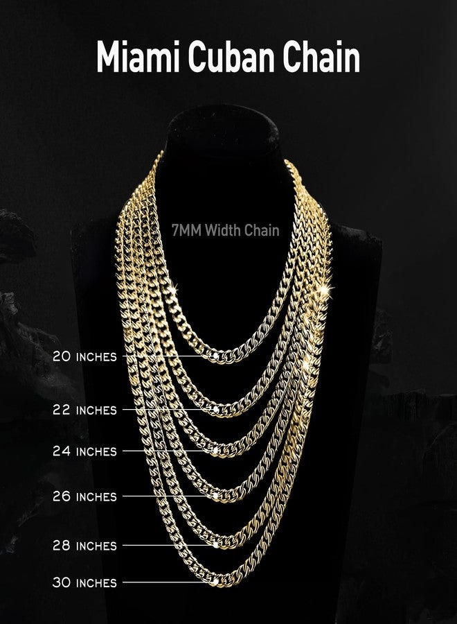 waitrose 7mm Silver Chain for Men Miami Cuban Link Mens Chain,925 Sterling Silver/14K Gold Plated and 316L Stainless Steel Silver/Gold Chains for Men Necklace, 30 inches, Sterling Silver, No Gemstone - Image 5