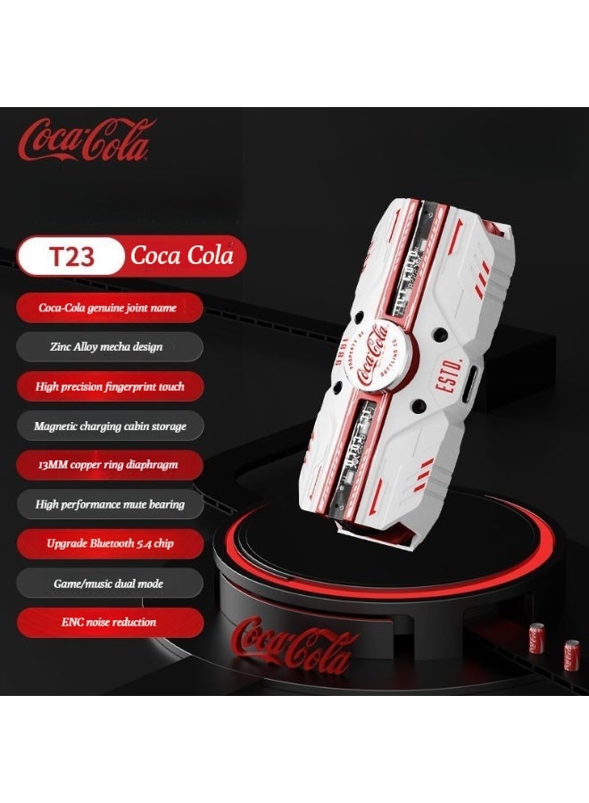 كوكا كولا سماعات رأس بلوتوث لاسلكية من نوع كوكا كولا ذات جودة صوت عالية، T23، من نوع نصف الأذن، ومبيت معدني، جيروسكوب بطرف الإصبع، والحد من الضوضاء - Image 1