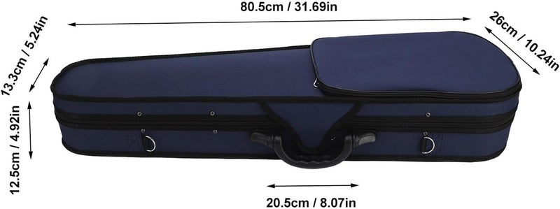 Violin Case, 3 Layer Professional Triangular Shape Backpack Violin Carrying Case Lightweight Pressure Triangular Travel Box with Humidity Meter (Red Lining - Image 1