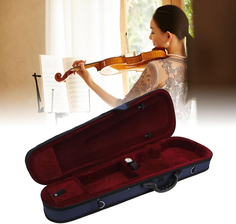 Violin Case, 3 Layer Professional Triangular Shape Backpack Violin Carrying Case Lightweight Pressure Triangular Travel Box with Humidity Meter (Red Lining - Image 3