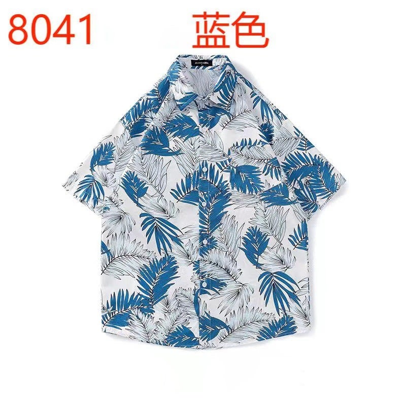 New Japanese-Style Hong Kong Summer Short-Sleeve Shirts For Men And Women, Retro Cool Hawaiian Loose Beach Couple Shirts Trendy - Image 1