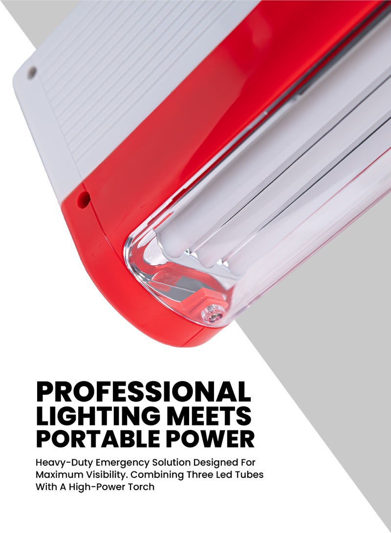 تيم Team Rechargeable Emergency Lantern, 3W High Power Torch, 3 LED Tubes, 6V 4.5Ah Battery, USB Mobile Charging, Overcharge Protection, 6–10Hr Backup, Portable LED Camping Light for Home, Outdoor & Power Cuts - Image 3