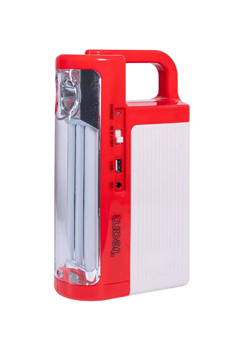 تيم Team Rechargeable Emergency Lantern, 3W High Power Torch, 3 LED Tubes, 6V 4.5Ah Battery, USB Mobile Charging, Overcharge Protection, 6–10Hr Backup, Portable LED Camping Light for Home, Outdoor & Power Cuts - Image 1