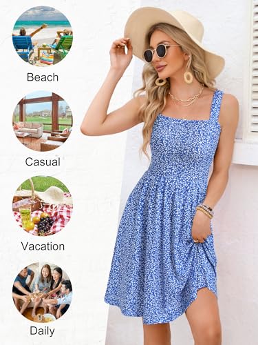 HUHOT Cute Summer Dresses Graduation Beach Square Neck Blue Dresses for Curvy Women Fit and Flare Summer Dress Spring Dresses for Women 2025 Resort Wear Beach Dresses for Women 2025 - Image 3