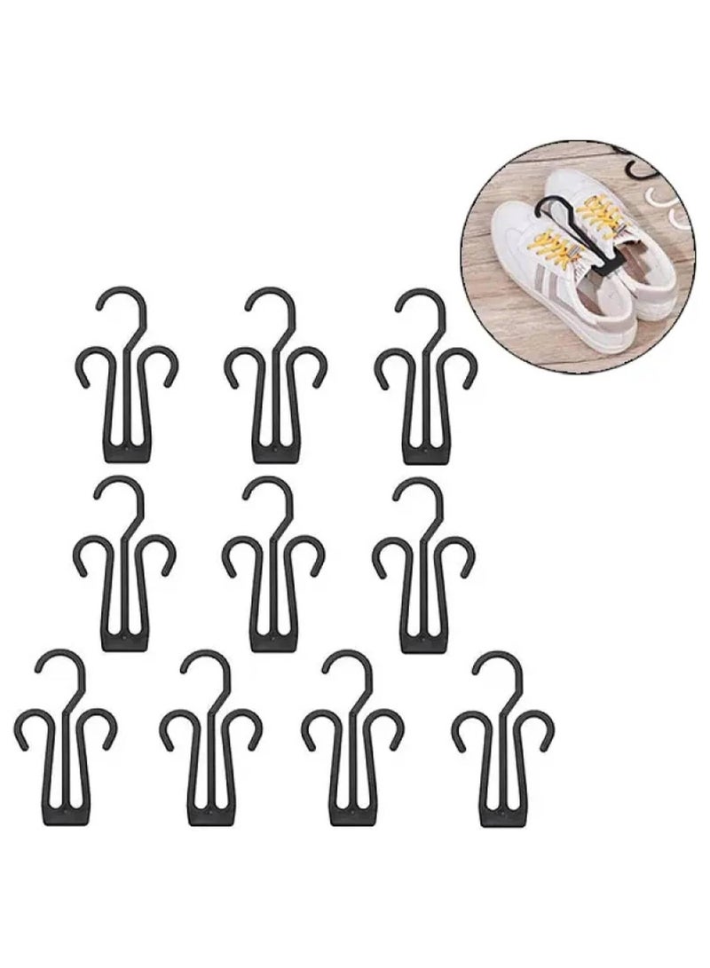 SOLDOUT 10 PCS Portable Plastic Shoe Organizer Hangers Shoes Drying Hooks Slipper Hanger Hanging Sturdy Rack (Black, Pack of 10) - Image 1
