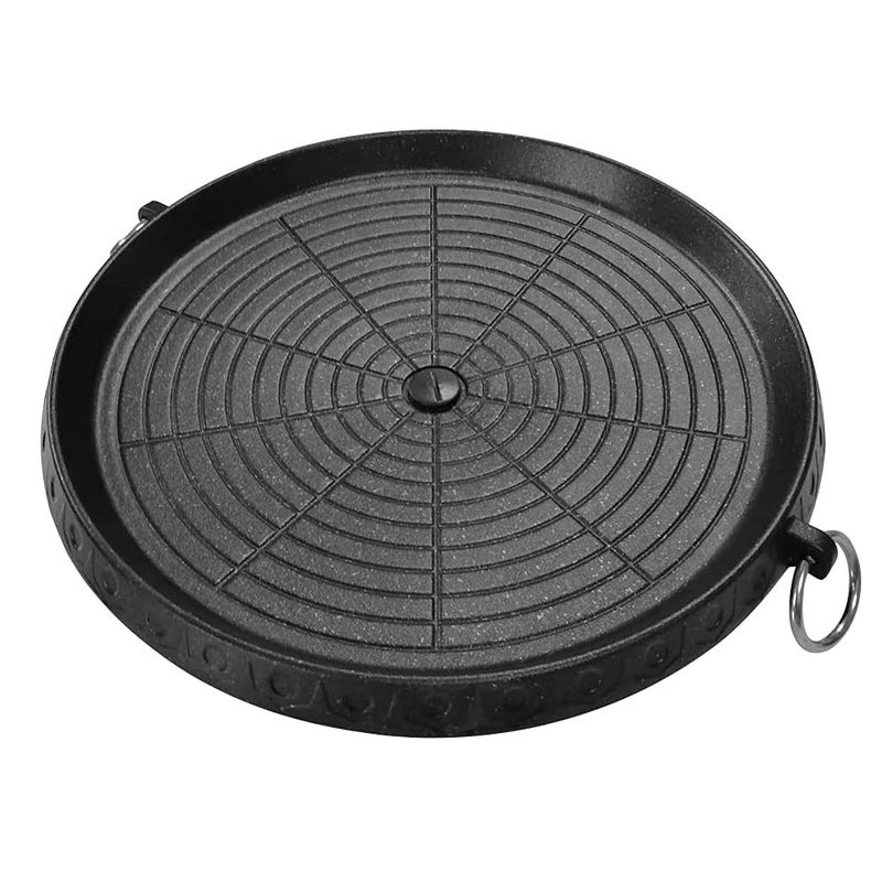 CHYIR Korean Style BBQ Grill Pan with Maifan Coated Surface Nonstick Smokeless Barbecue Plate for Indoor Outdoor Grilling 32x32cm