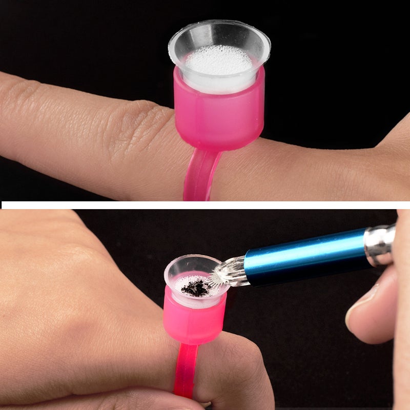 50pcs Disposable Tattoo Ink Cup +5pcs Rings Eyebrow Eyeliner Lip Tattoo Pigment Ink Holder with Sponge Microblading Tattooing Supply - Image 4