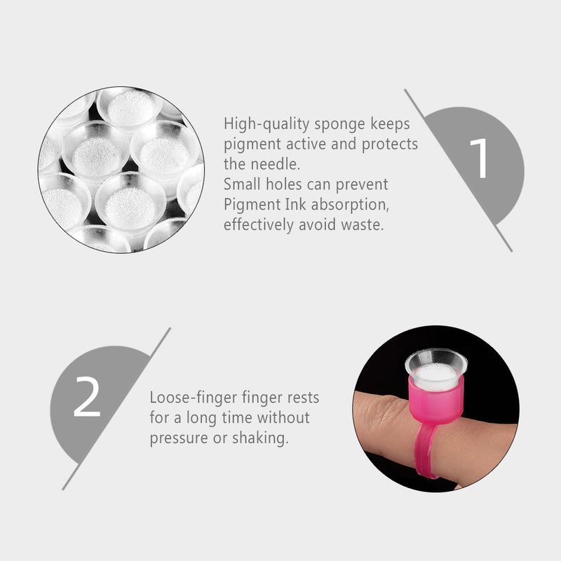 50pcs Disposable Tattoo Ink Cup +5pcs Rings Eyebrow Eyeliner Lip Tattoo Pigment Ink Holder with Sponge Microblading Tattooing Supply - Image 3