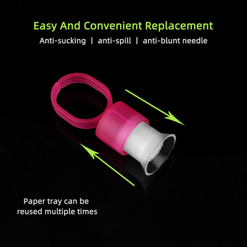 50pcs Disposable Tattoo Ink Cup +5pcs Rings Eyebrow Eyeliner Lip Tattoo Pigment Ink Holder with Sponge Microblading Tattooing Supply - Image 5