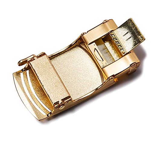 Dubulle Men's Ratchet Belt Fashion Gold Plaid Design Automatic Slid Buckle Black Ratchet Belt Trim to Fit Business Casual Belt with Exquisite Box - Image 5