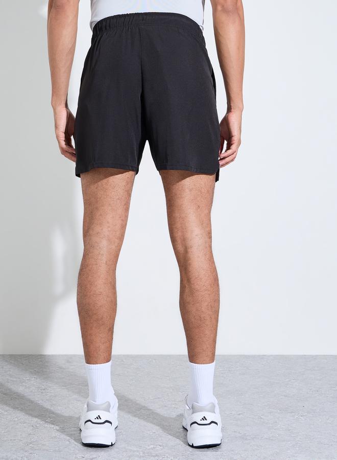 Styli Black Solid Side Slit Regular Fit Running Shorts - Image 4