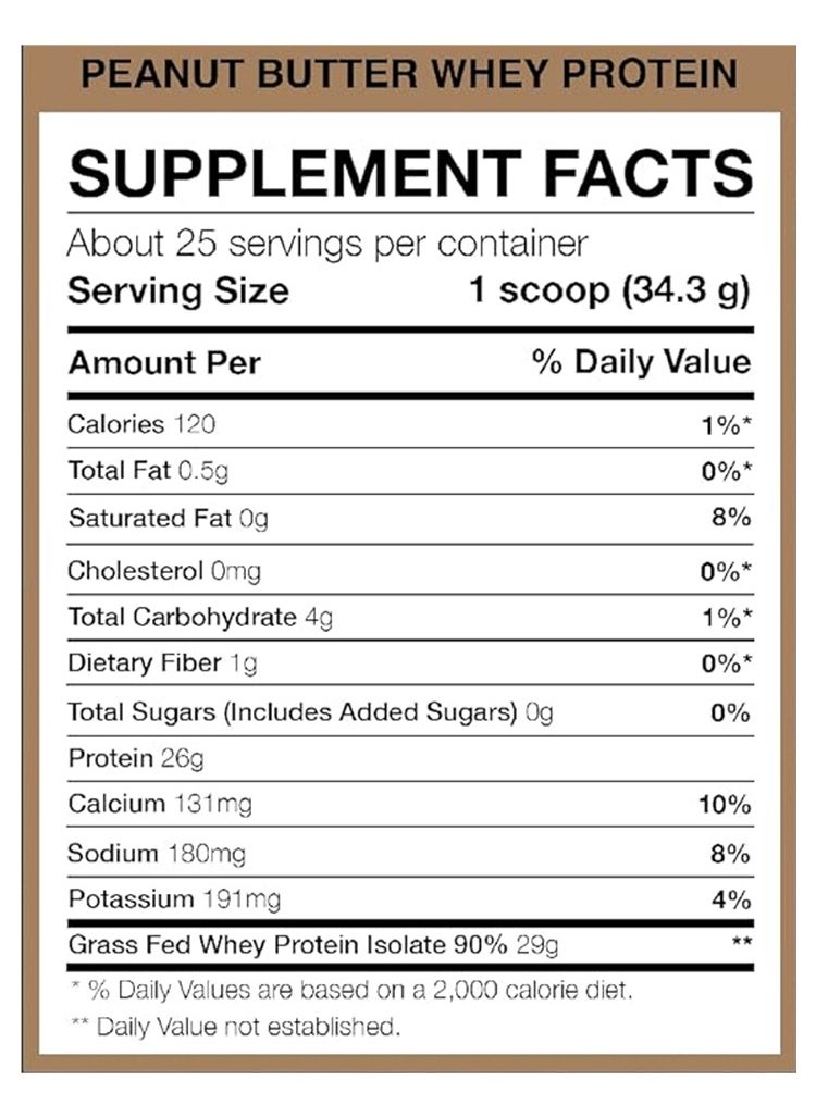 Raw Nutrition RAW Grass Fed Whey, Isolate Protein - Peanut Butter, 857Gr, 1.89 LB  - Image 2