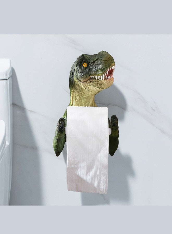 Banllis Dinosaur Toilet Paper Holder Wall Mount, Dino Towel Holder for Bathroom Wall Decor - 6.5 Inch Plastic Spring Loaded for Enough Space No Drilling - Image 2