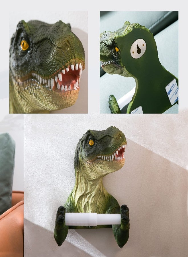 Banllis Dinosaur Toilet Paper Holder Wall Mount, Dino Towel Holder for Bathroom Wall Decor - 6.5 Inch Plastic Spring Loaded for Enough Space No Drilling - Image 4