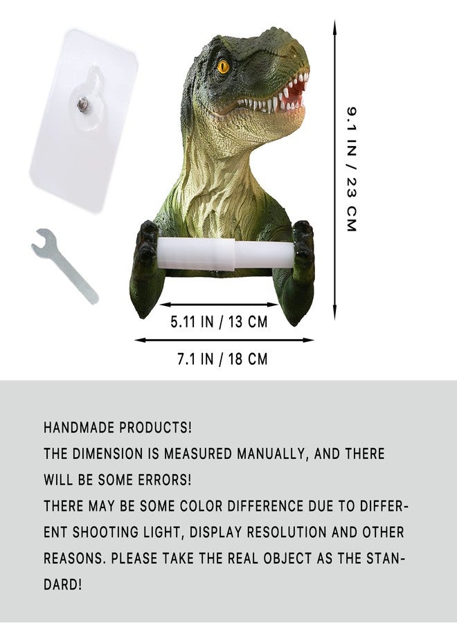 Banllis Dinosaur Toilet Paper Holder Wall Mount, Dino Towel Holder for Bathroom Wall Decor - 6.5 Inch Plastic Spring Loaded for Enough Space No Drilling - Image 3