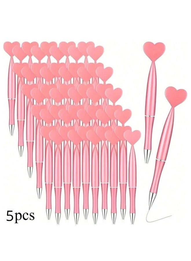 Ballpoint Pens Set of 5 – Pink Heart Design Cute Pens - Image 1