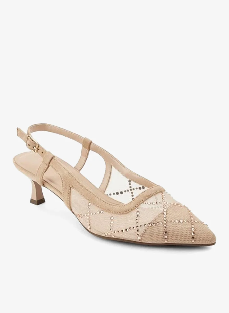 Celeste Women Kitten Heel Embellished Pointed Toe Shoes Ramadan Collections