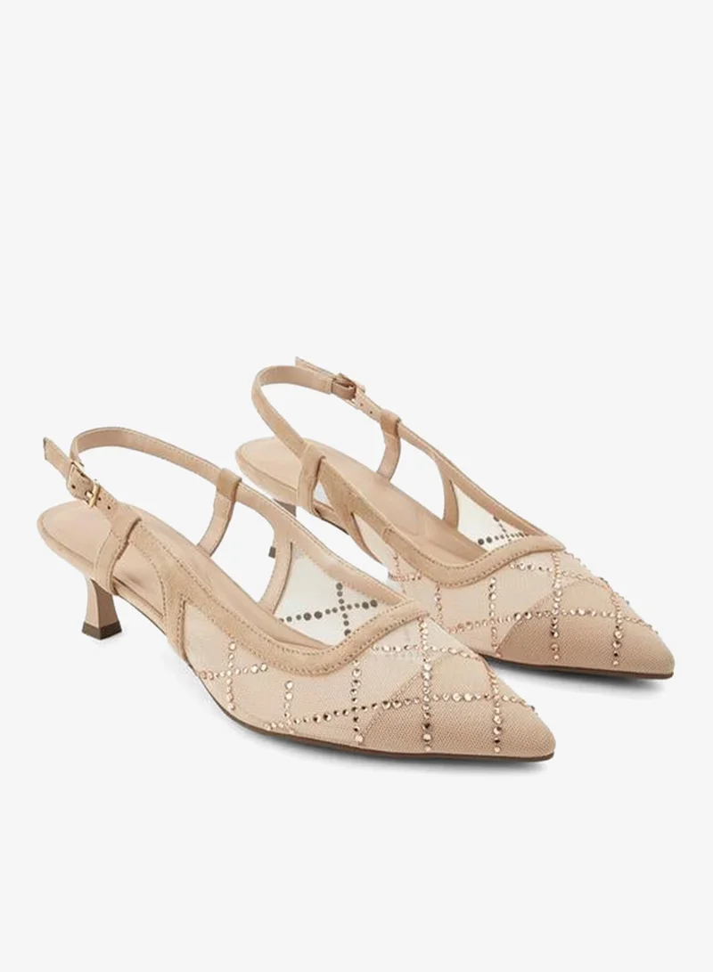 Celeste Women Kitten Heel Embellished Pointed Toe Shoes Ramadan Collections