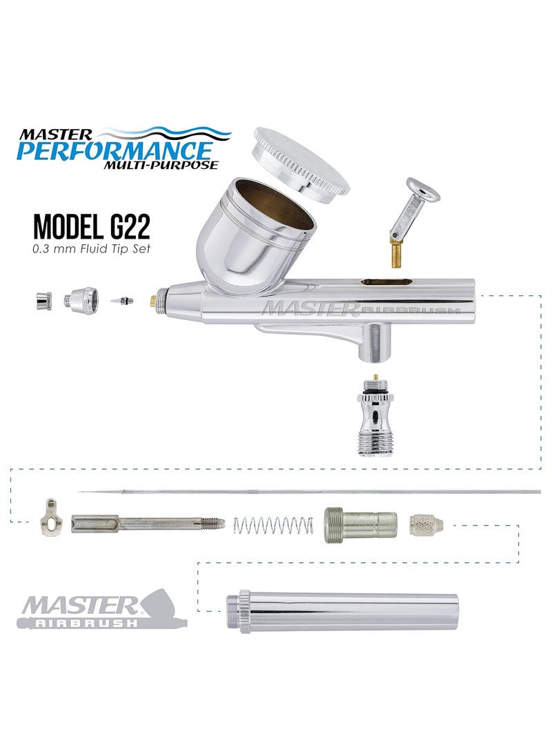 Master Airbrush Brand High Performance Multipurpose Gravity Feed Dualaction Airbrush Kit with 6 Foot Hose and a Powerful 15hp Single Piston Quiet Air CompressorThe Complete Set Now Includes a FREE How to Airbrush Training Book to Get You Started
