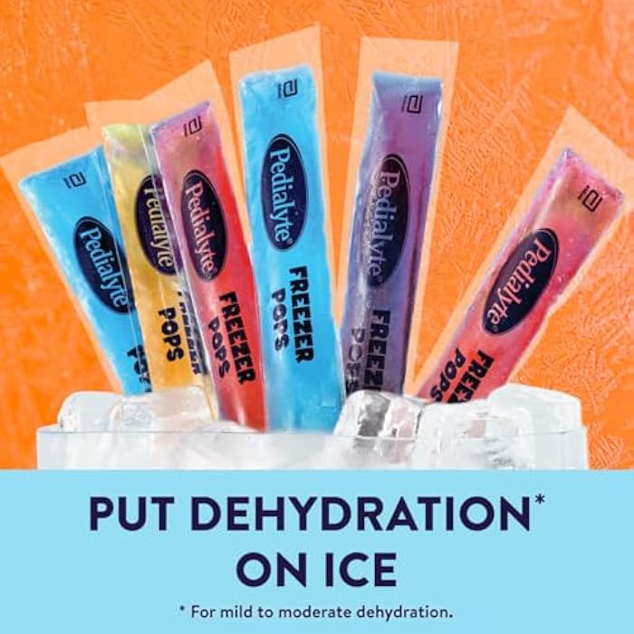 Pedialyte Electrolyte Solution Freezer Pops, Hydration Variety Pack— Grape, Blue Raspberry, Cherry, Orange, Pack of 64 - Image 3