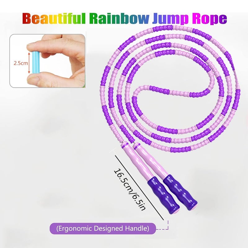 SportQ 230cm Colorful Beads Skipping Rope Comfortable Non Slip Handles Durable Nylon Rope for Training and Fitness for Kids and Adults - Image 4