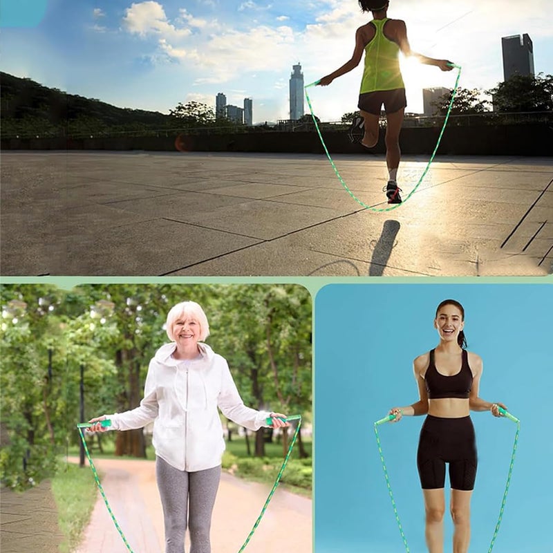 SportQ 230cm Colorful Beads Skipping Rope Comfortable Non Slip Handles Durable Nylon Rope for Training and Fitness for Kids and Adults - Image 2