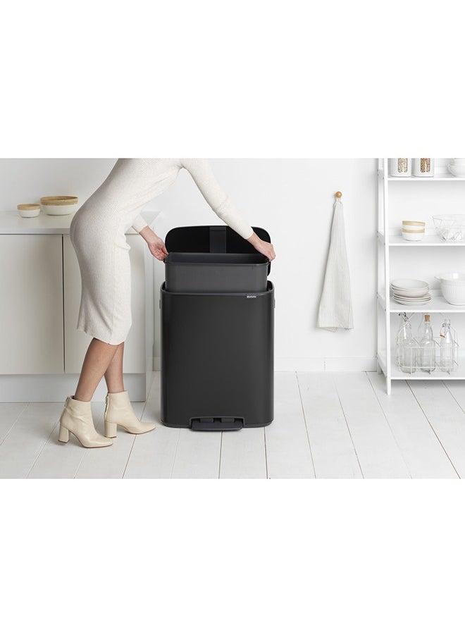brabantia - Bo Pedal Bin With Inner Bucket 60L Matt  Made From 44% Recycled Material 97% Recyclable After Use. - Image 1