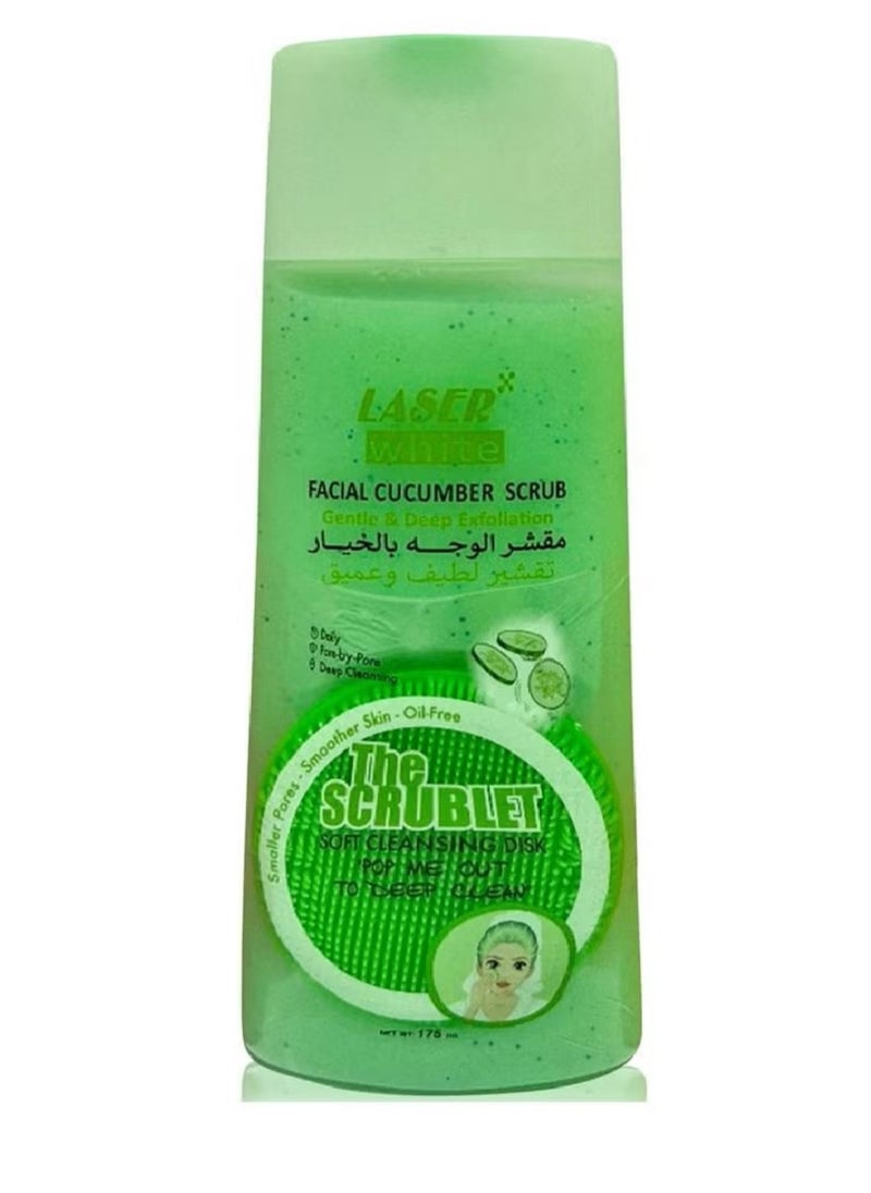LASER WHITE Facial Cucumber Scrub Gentle And Deep Exfoliation 175ml  - Image 1