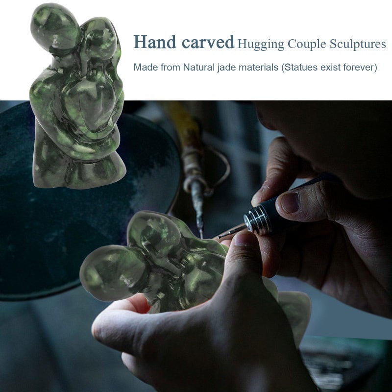 gemshan Valentines Day Gifts for Him Her: Hugging Couple Statues, Natural Jade Statue Decoration for Home Officeã€ Living Roomã€Bedroomã€ Shelf ã€ Green Home Decor - Image 5