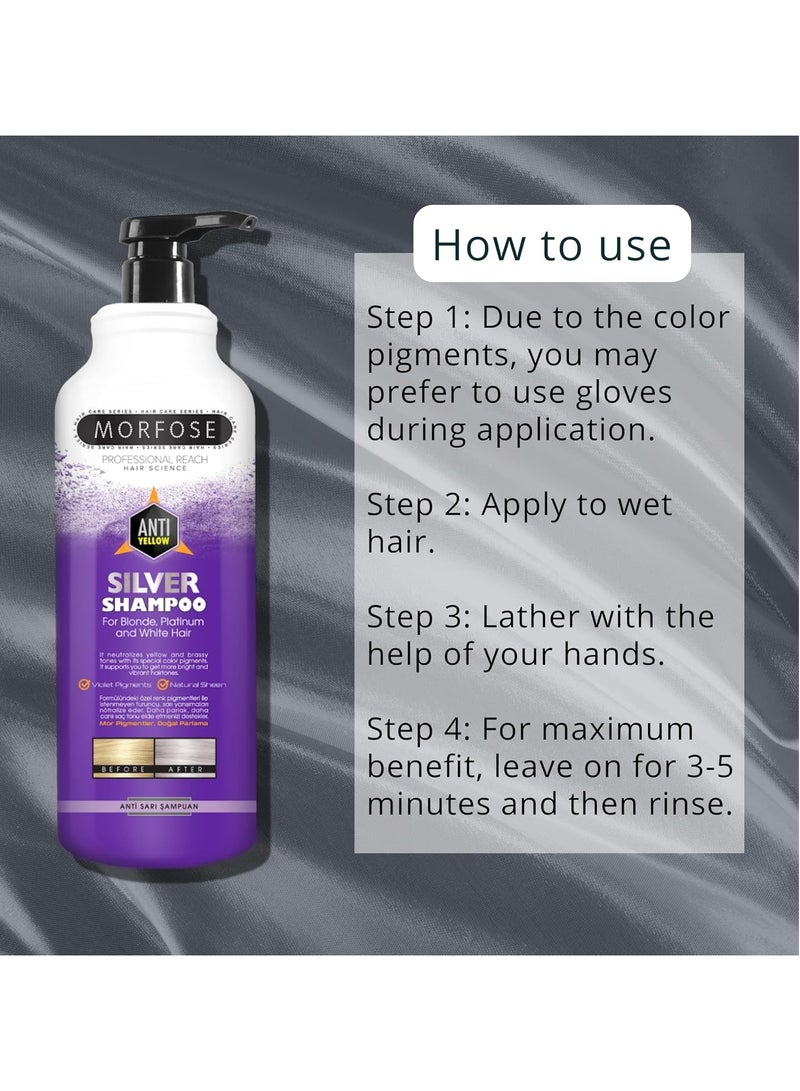 مورفوز شامبو مورفوس الفضي للشعر 1000 مل - تركيبة مضادة للدرجات الصفراء للشعر الأشقر والرمادي والأبيض - Image 3