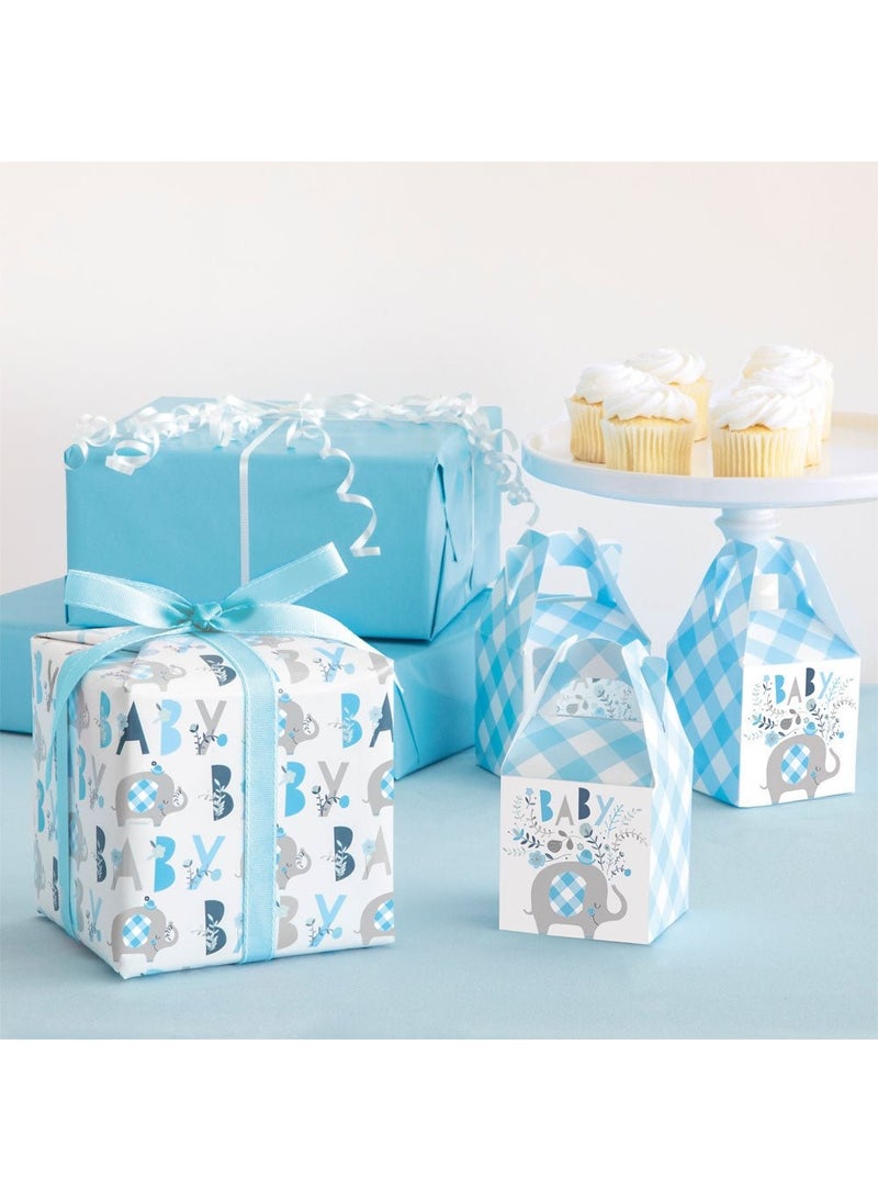 Unique Baby Shower Elephant Gift Wrap Blue Paper 76.2m Roll - Image 2