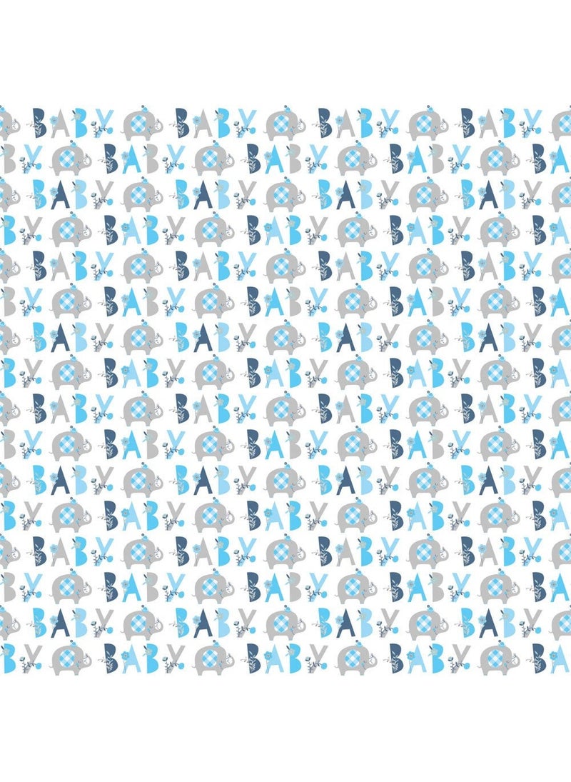 Unique Baby Shower Elephant Gift Wrap Blue Paper 76.2m Roll - Image 3