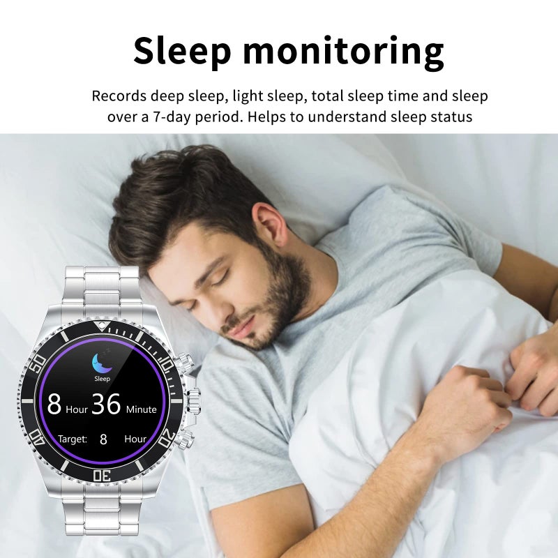 findtime Smart Watch for Android Phones Answer Make Calls SMS Reminder Smartwatch Compatible iPhone Bluetooth Stainless Steel Fitness Watch Men Smart Watches for Men Reloj Inteligente - Image 2