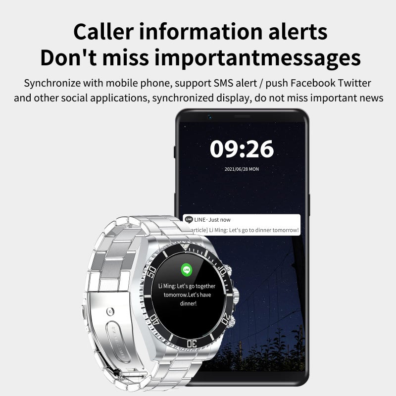 findtime Smart Watch for Android Phones Answer Make Calls SMS Reminder Smartwatch Compatible iPhone Bluetooth Stainless Steel Fitness Watch Men Smart Watches for Men Reloj Inteligente - Image 3
